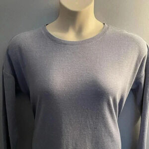 J Jill Sz Medium Blue Pullover Long Sleeve Thermal Knit Top with Pockets